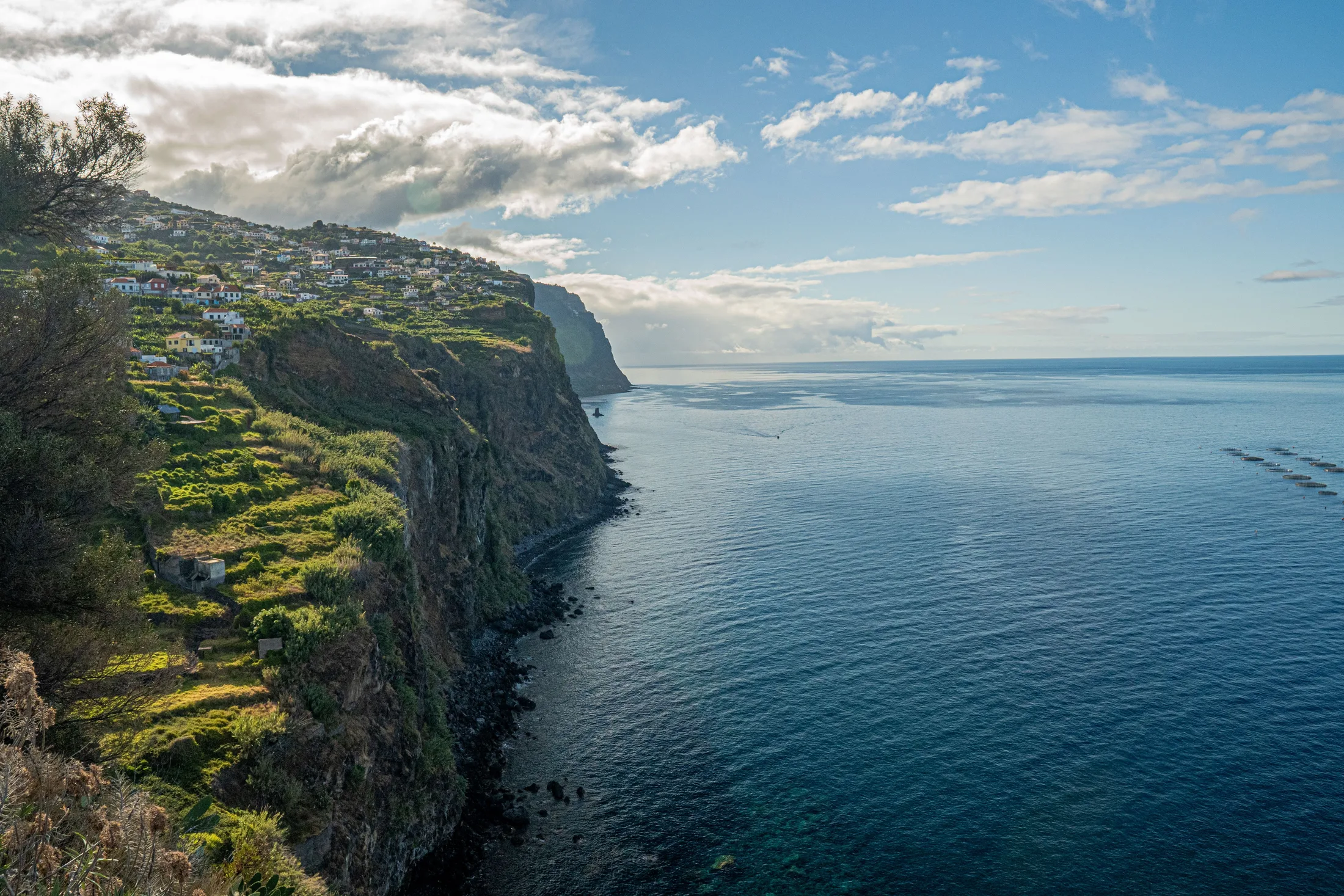 The green cliffs of Madeira above the Atlantic